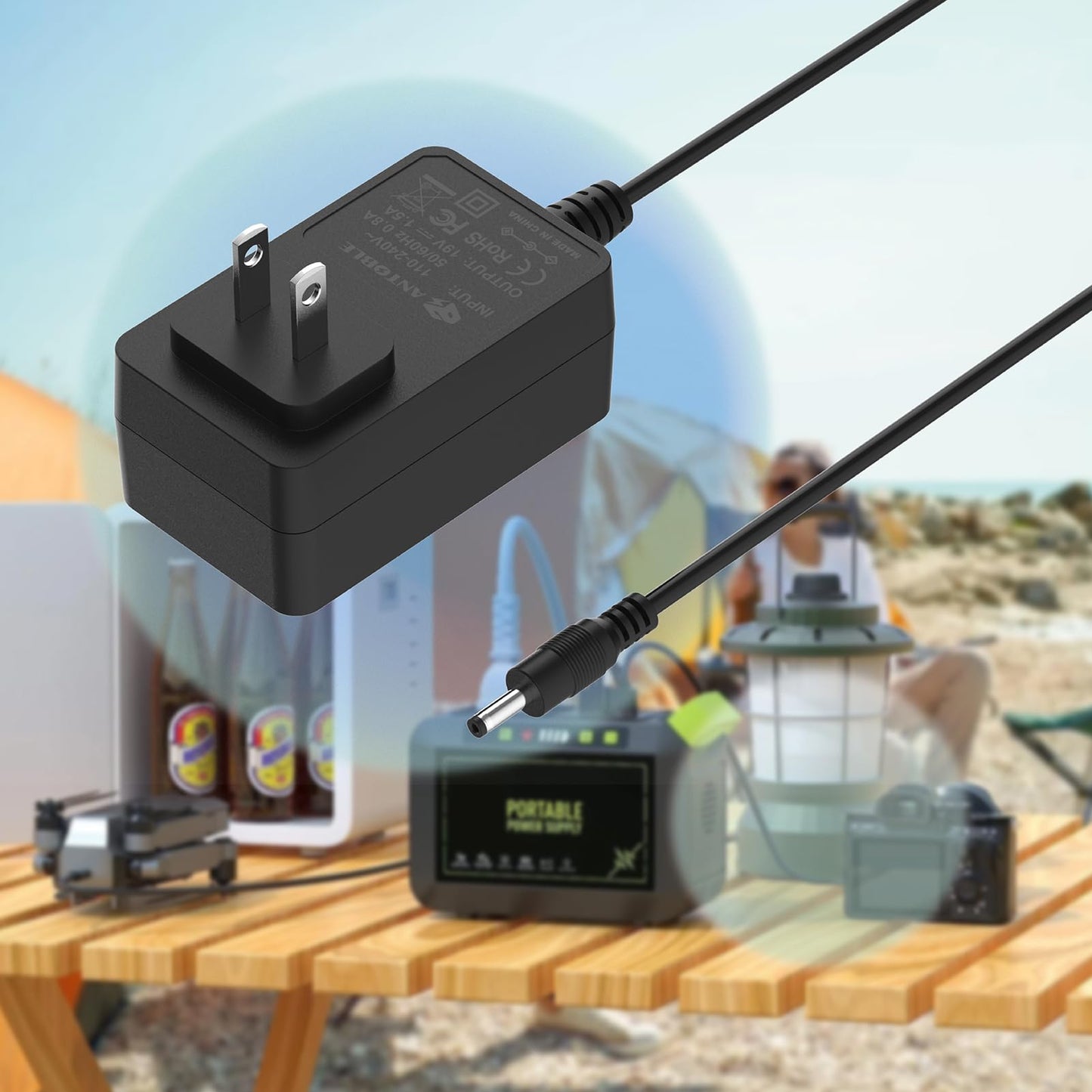 ANTOBLE 19V Power Station Charging Power Adapter for MARBERO M82 Portable Power Station Solar Generator M82MAX M822 M822MAX M87 M88 M168 Wall Power Supply Adapter Charger