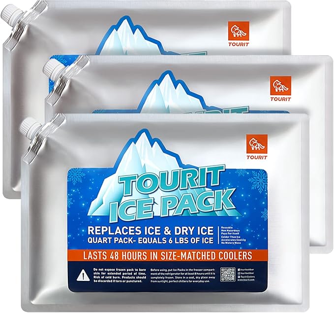 TOURIT Reusable Ice Pack for Coolers Long Lasting Cooler Ice Packs for Cooler Bag Lunch Bags/Boxes, Cooler Backpacks, Freezer Packs for Coolers