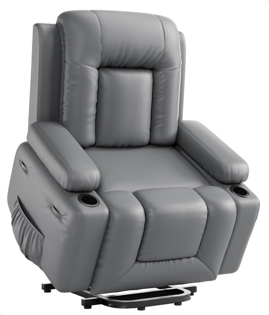 Power Lift Recliner Chair - Heat and Massage, Faux PU Electric Lift Recliner for Elderly & Mobility Impaired, Adjustable Back and Legs, Heavy Duty Lift Chair for Seniors
