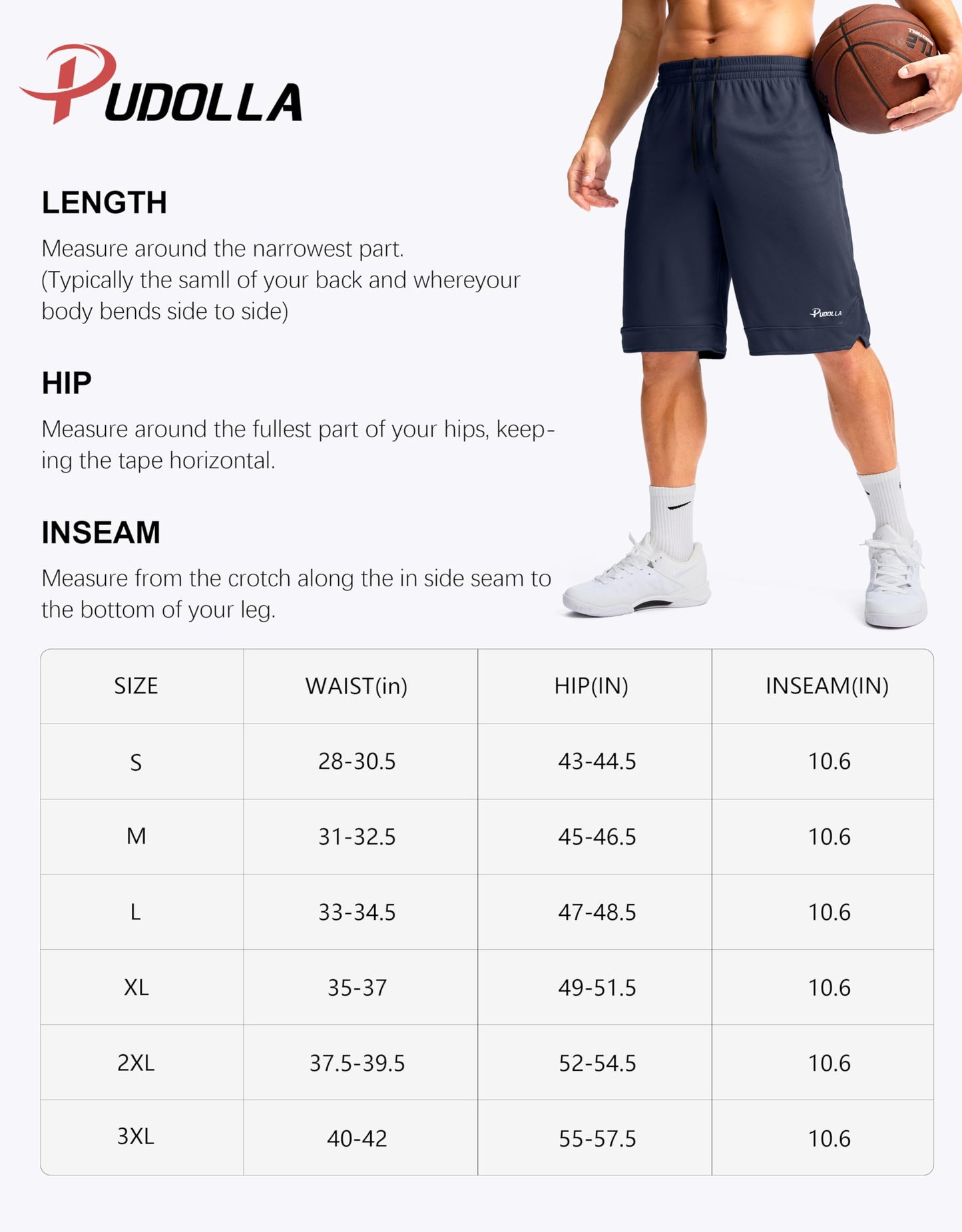 Pudolla Men's Basketball Shorts with Zipper Pockets 11" Long Gym Athletic Shorts for Men Lightweight Quick Dry(red large)