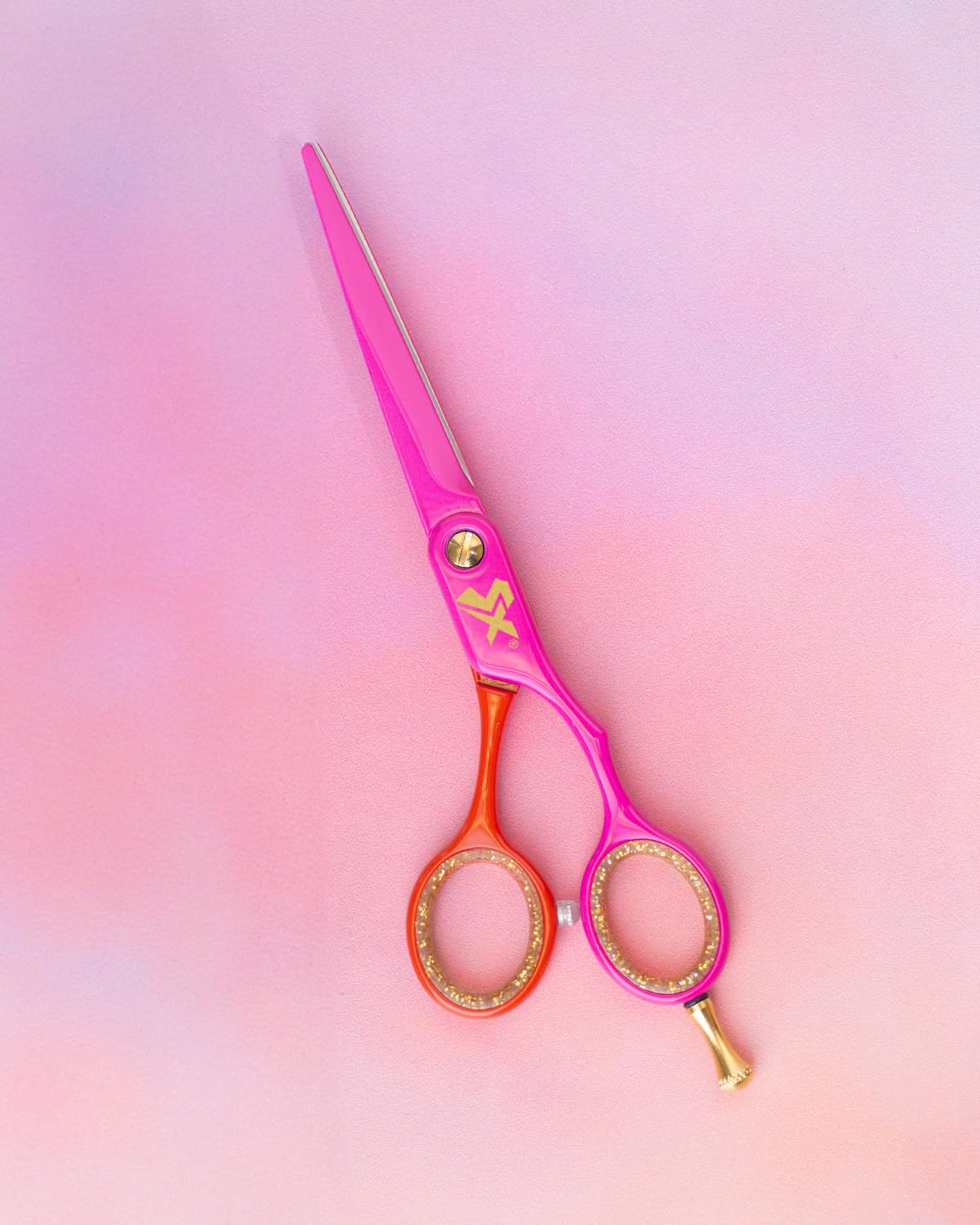 Cricket Shear Xpressions Charmed Life 5.75” Professional Stylist Hair Cutting Scissors, Japanese Stainless Steel Shears, Don’t Panic (Hot Pink & Red)