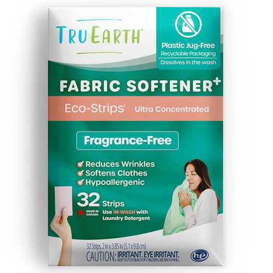 Tru Earth Fabric Softener Strips for Washing Machine, Alternative to Fabric Softener Liquid and Pods, Fresh Linen Scent Booster, Up to 64 Loads Per 32-Count