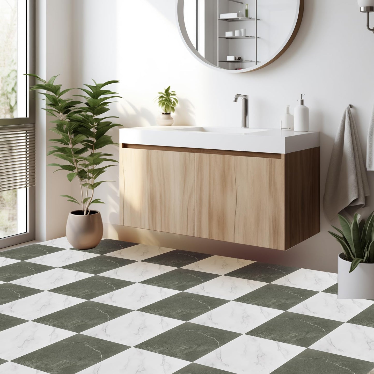 AKOLAFE 40 Sheet Vinyl Flooring 12x12 Peel and Stick Floor Tile Waterproof Clearance Vinyl Floor Tiles White & Grey Marble Self Adhesive Floor Tiles Sticky Laminate Flooring for Bathroom Kitchen RV