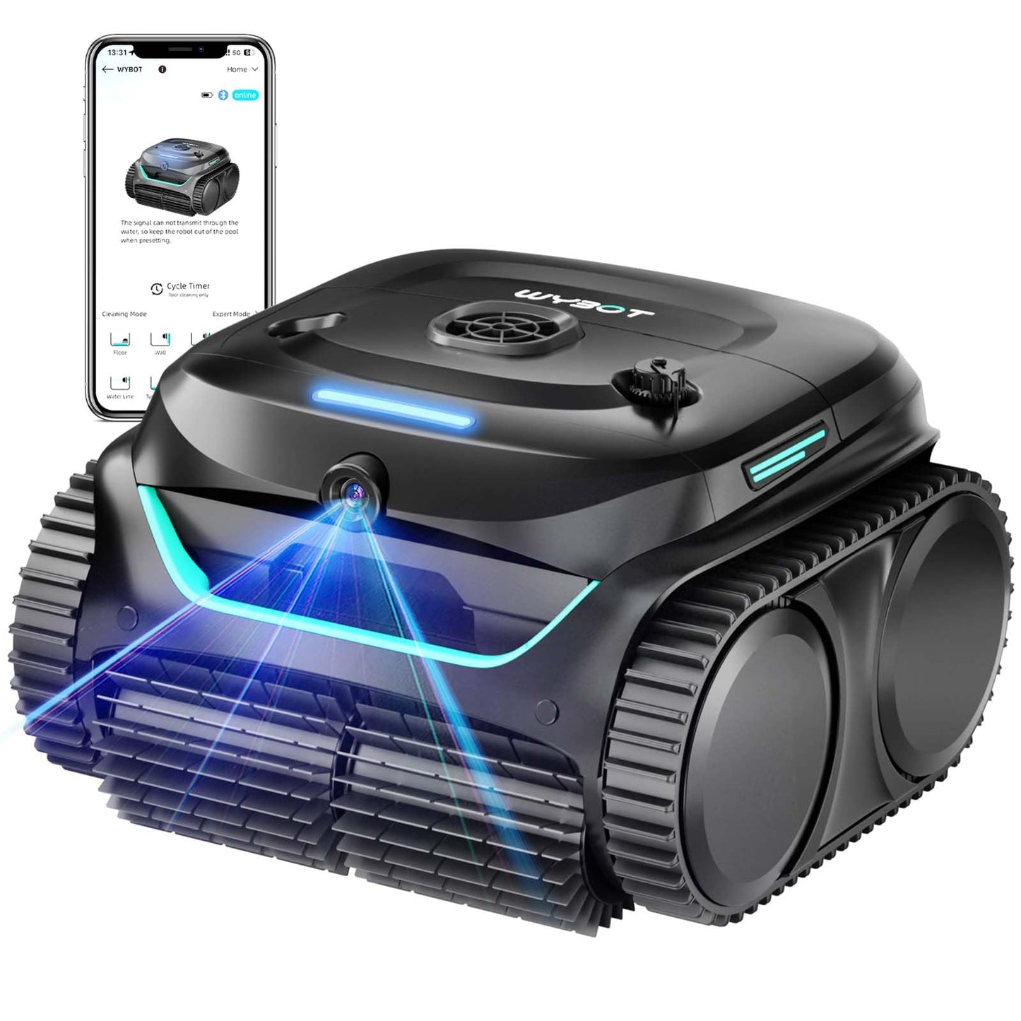(2025 New) WYBOT C2 Vision Robotic Pool Vacuum with AI Camera, Ultra-Fine Filtration Pool Cleaners for Above&Inground Pools, Comprehensive 8 Mode, Wall Climbing, Smart Navigation, Black