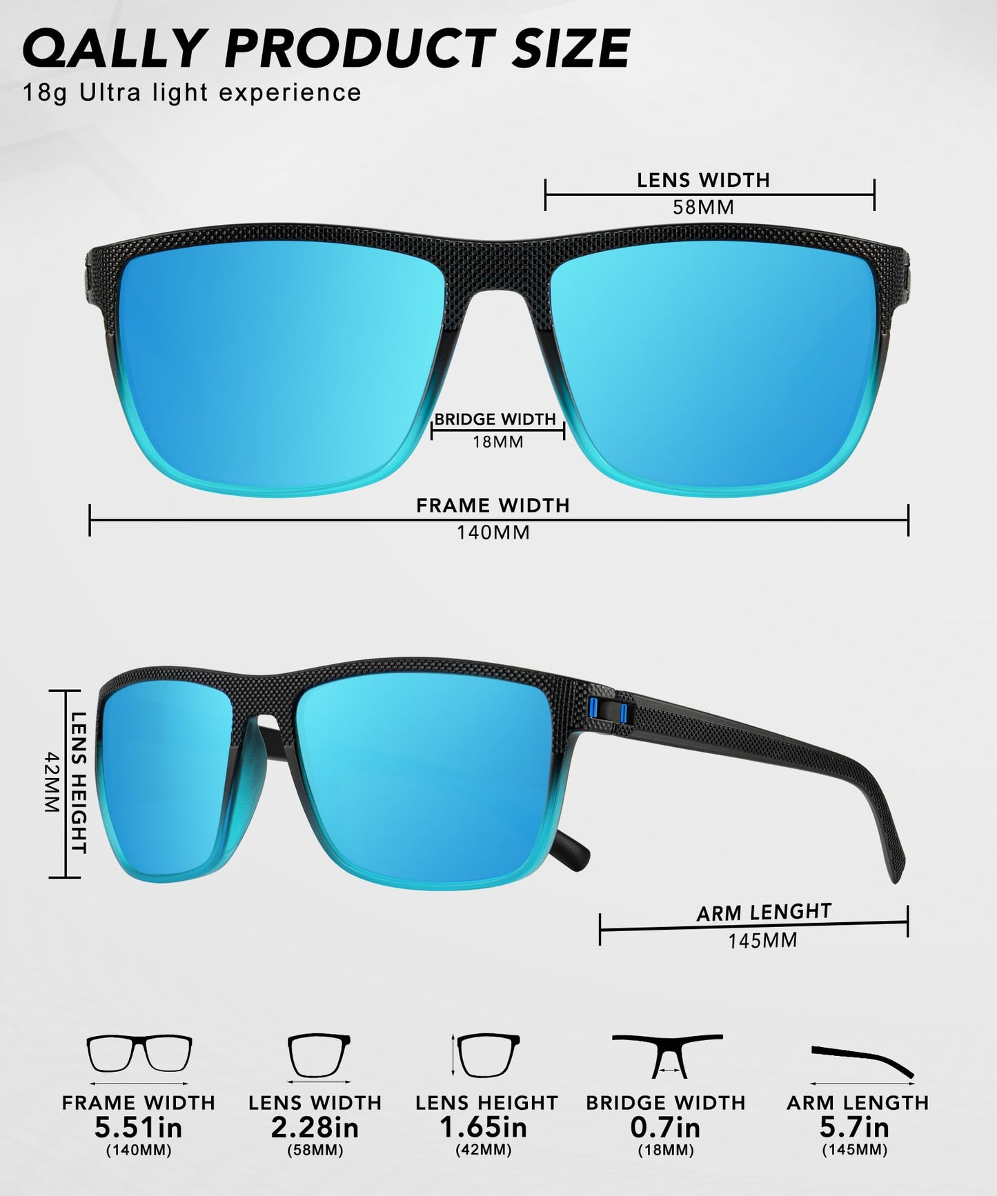 QALLY Polarized Sunglasses Men, Mens Sunglasses Polarized UV protection Lightweight Sun Glasses for Driving Fishing Golf