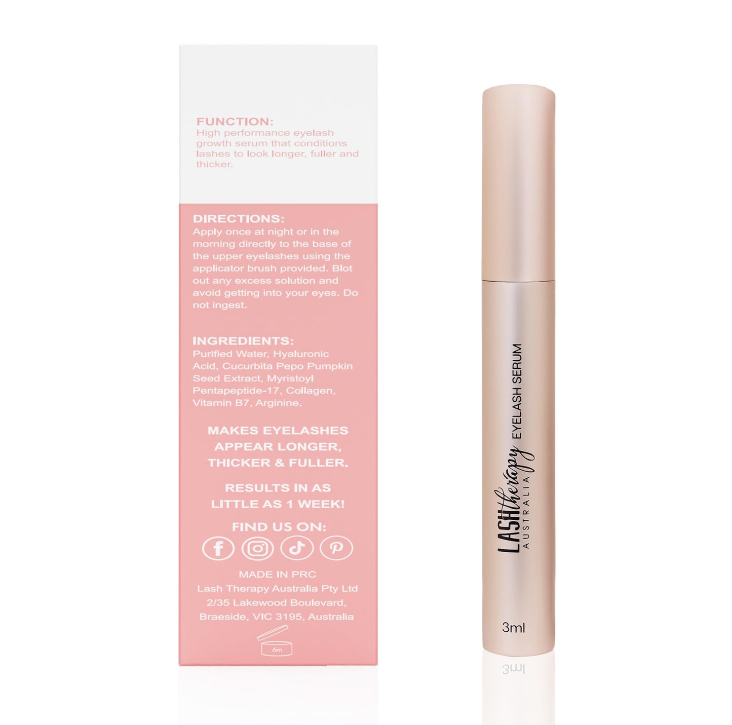 Lash Therapy Australia Lash Serum, Eyelash Growth Serum, Lash Growth Serum, Eyelash Serum To Grow Lashes, Lash Boost Serum, Lash Enhancing Serum, Cruelty Free, 3ml