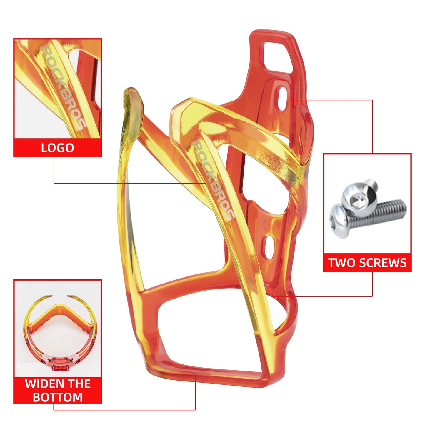 ROCKBROS Bike Water Bottle Holder Ultra-Light Bicycle Bottle Cages with Screws Tool, Universal Bike Cup Holder Rack for Road MTB Bikes…