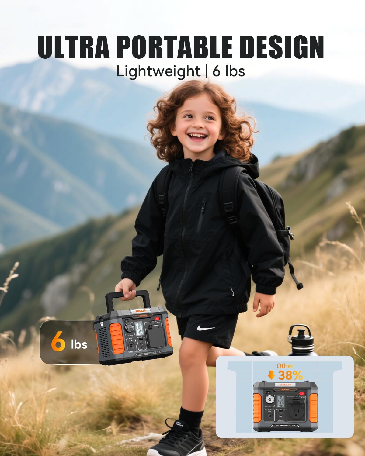 BALDR Portable Power Station 300W, 231Wh Solar Generator Backup Lithium Battery Power Supply, 120V Pure Sine Wave AC Outlet, QC 3.0, Type C Input/Output, for Home Camping Emergency…