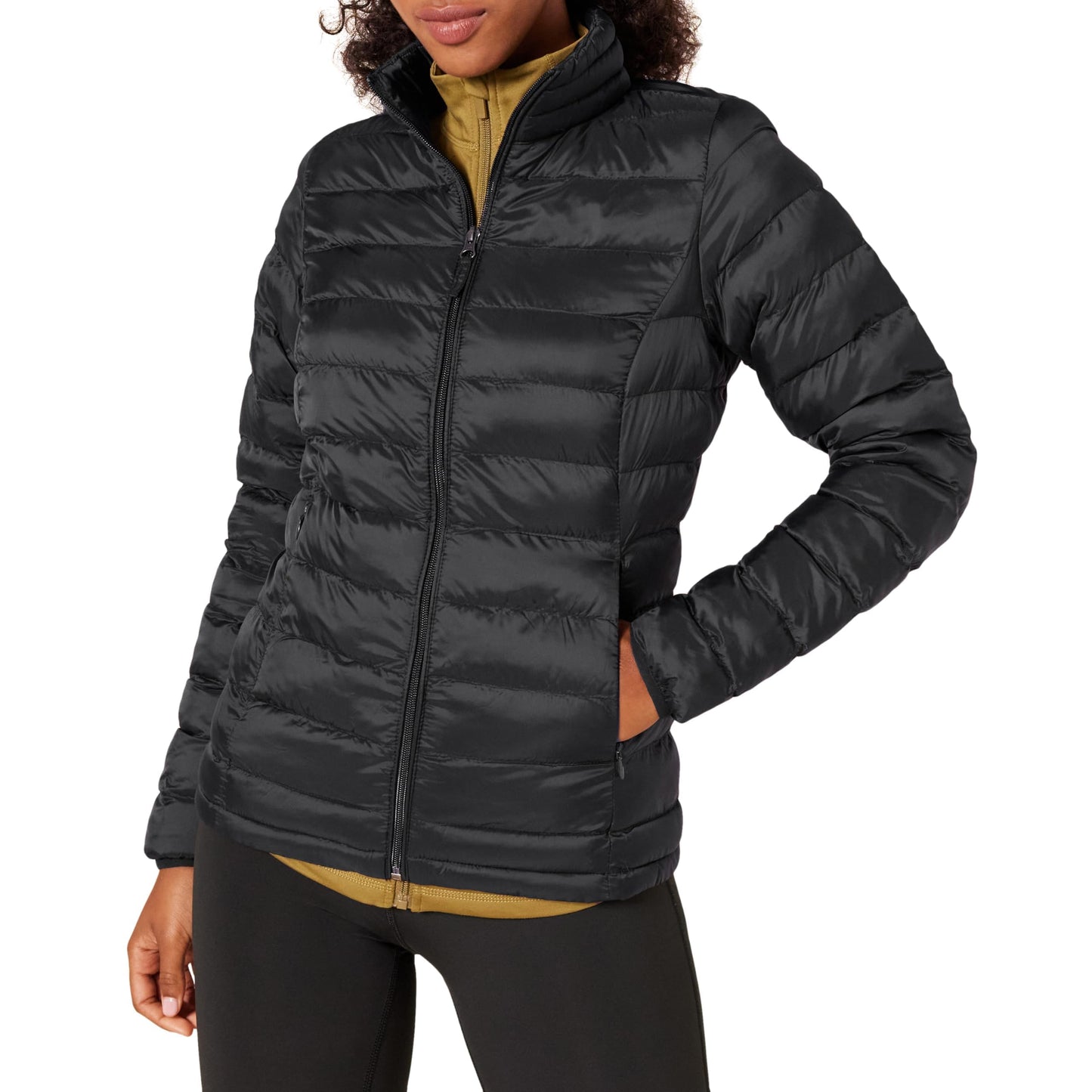 Amazon Essentials Women's Lightweight Long-Sleeve Water-Resistant Packable Puffer Jacket (Available in Plus Size), Black, X-Small
