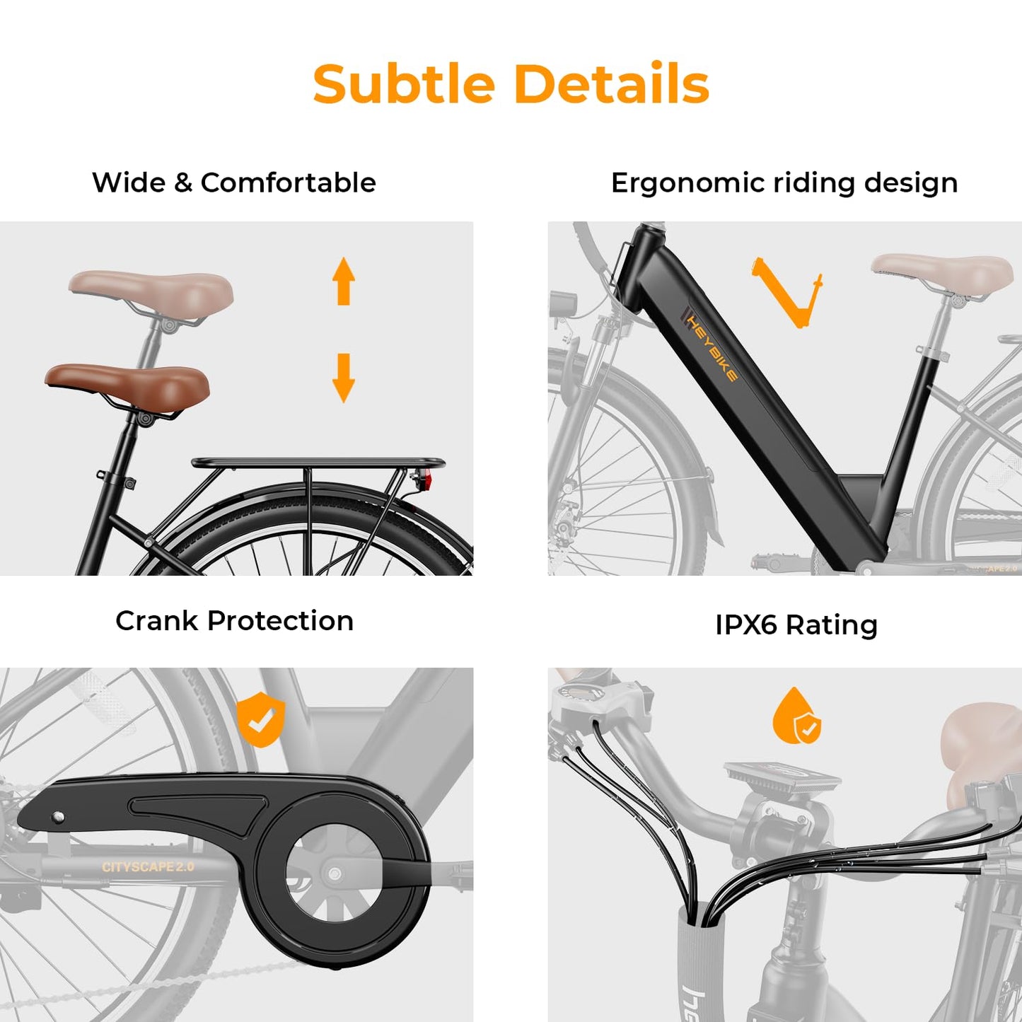 Heybike Cityscape 2.0 Electric Bike for Adults with 1000W Motor Peak,468Wh Removable Battery and up to 50Miles 24MPH,UL Certified 26" Electric Commuter Bike with 7-Speed and Front Suspension.