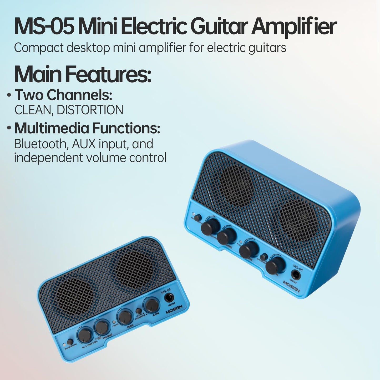 MOSEN 39in Full Size Beginner Electric Guitar Starter Kit, Beginner Starter, with Amplifier, SSS Pickups, Gig Bag, Pick, Tunner, Capo, Cable, Tremolo Bar, Wiping cloth - Blue