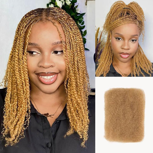 QVR Afro Kinkys Bulk Human Hair for Dreadlock Extensions Repair Locs, Twist Braiding Afro Kinky Human Hair for Locs 1 Pack 50 Gram