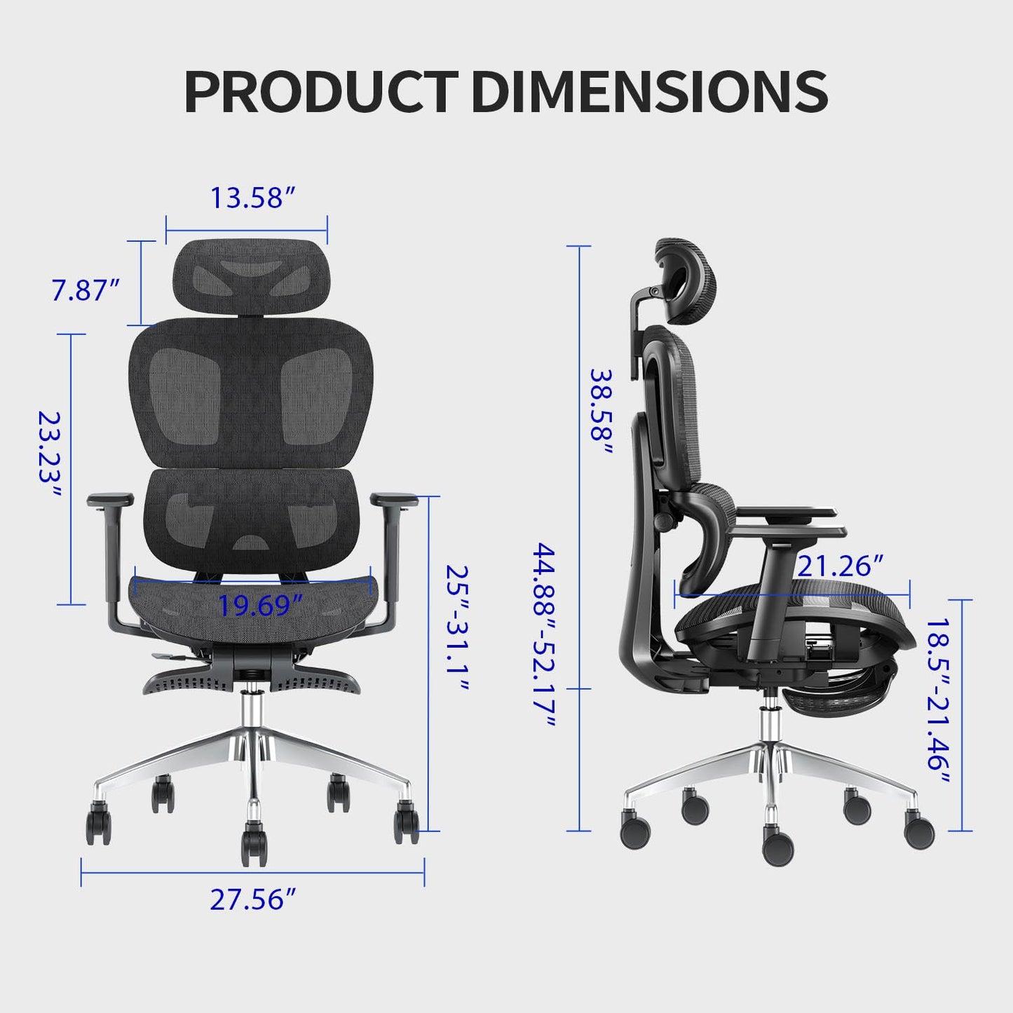 PatioMage Ergonomic Mesh Office Chair with 3D Adjustable Armrest,Plastic Frame High Back Desk Computer Chair Ergo3d Ergonomic Office Chair with Wheels for Home & Office Black