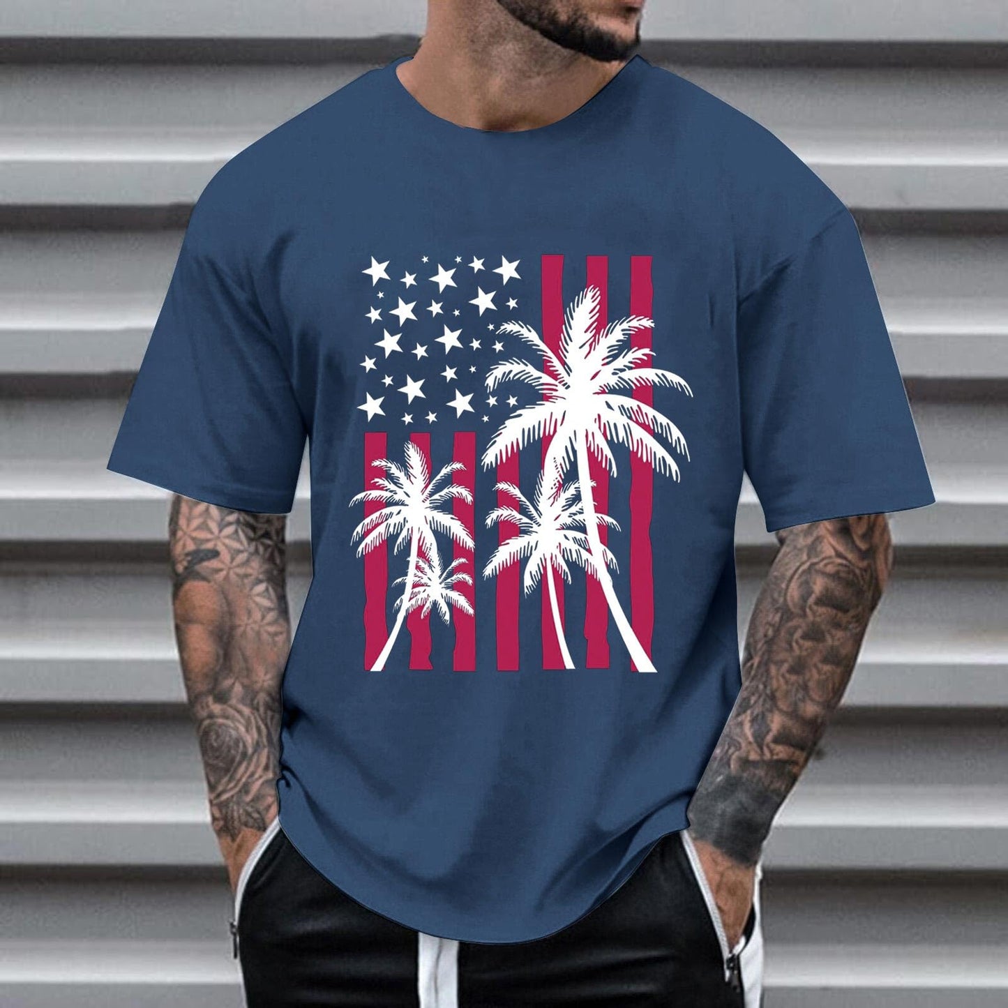 Limited Deals of The Day Lightning Deals 1776 Patriotic 4th of July Mens T-Shirts Short Sleeve Crew Neck Shirts Casual Loose Fit Tops Athletic Quick Dry Active Tee Shirts