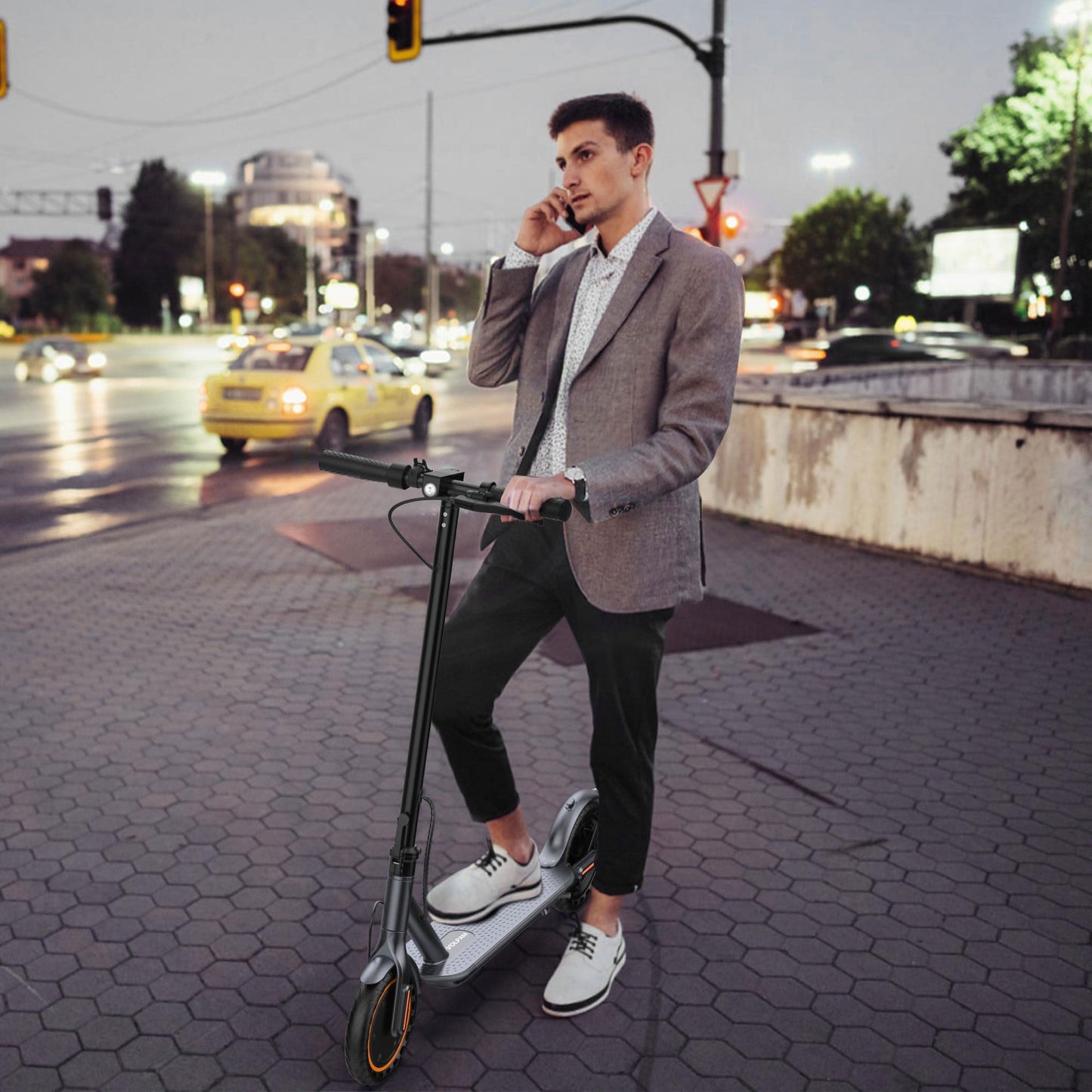 VOLPAM Electric Scooter, 350W/500W, 8.5"/10" Tires, 12/21/28 Miles Range, 16/19/22Mph, Folding E-Scooter with Dual Braking (8.5''-21Miles-350W-Orange)