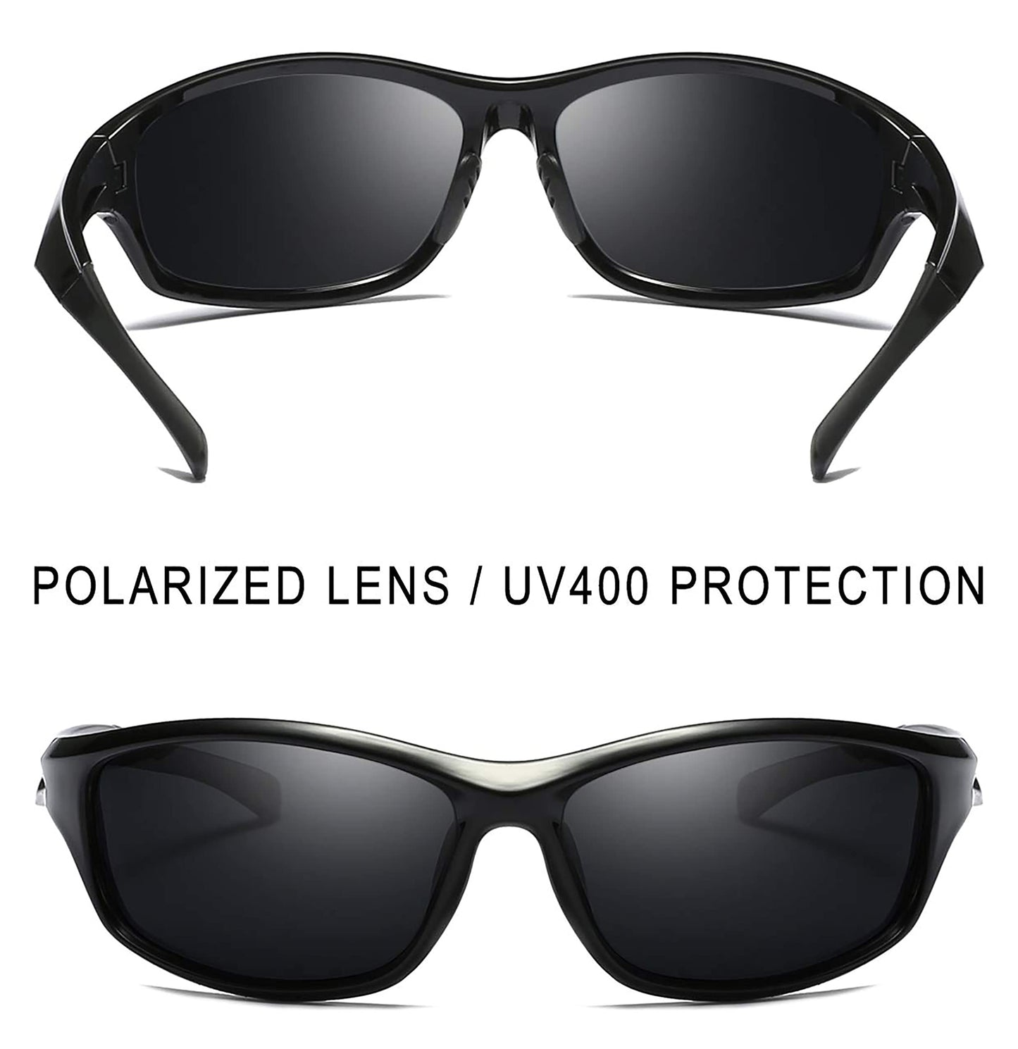 Joopin Polarized Sport Sunglasses Lightweight Wrap Around Driving Sun Glasses UV Protection Black Shades for Men Women Shady Rays