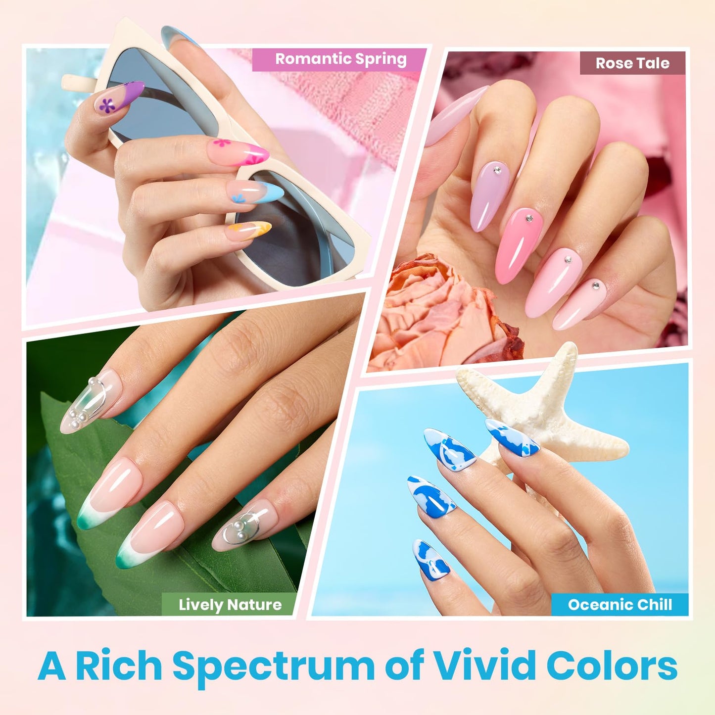 Beetles Gel Nail Polish Set, 119 PCS 100 Colors Gel Polish Kit Base Glossy Matte Glitter Top Coat Gel Polish Pastel Glitter Pearl Cat Eye White Red Pink Nude Green Blue Gel Valentines Gift for Women