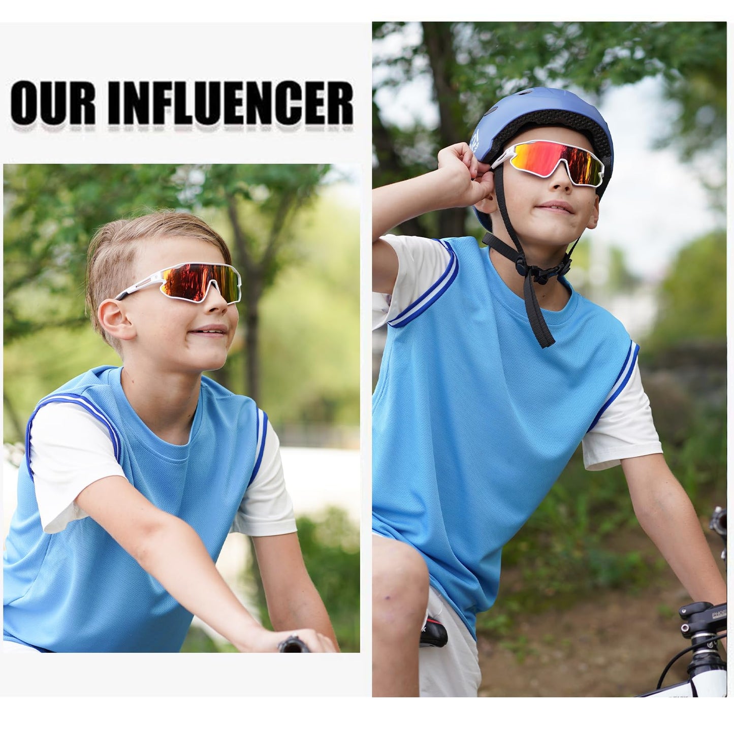 DUCO Kids Sunglasses Youth Baseball Sun Glasses Lightweight TR90 Frame UV400 Sports Cycling Shades for Boys Girls DK268