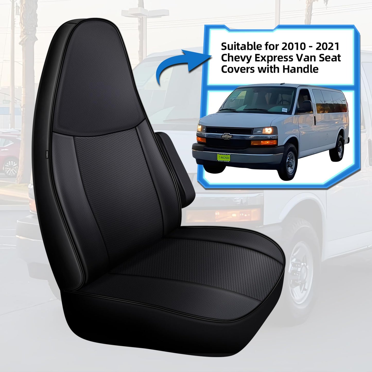 AOMSAZTO Car Seat Covers for Chevy Express Van seat Covers Accessories 2010-2025 Artificial Leather, Waterproof, Wear-Resistant