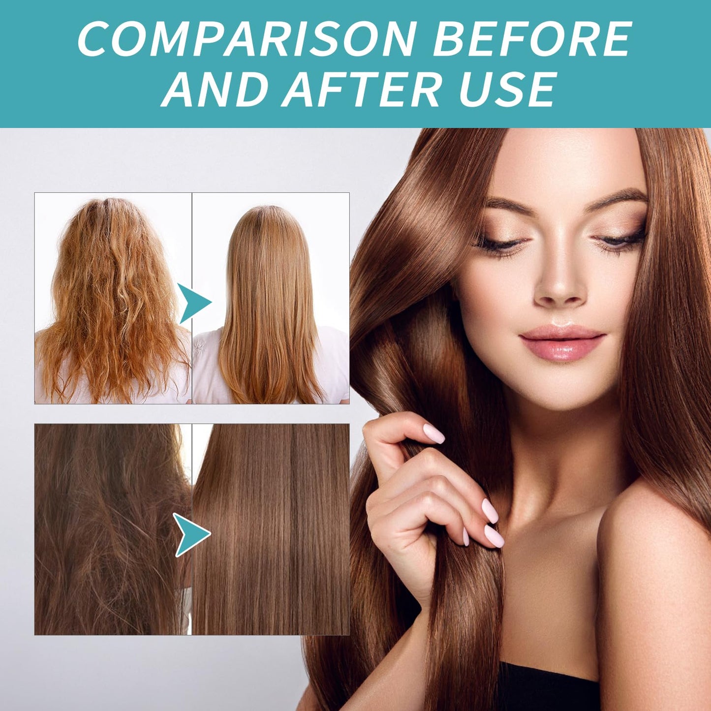 Protein Correcting Hair Straightening Cream, Silk & Gloss Protein Keratin Treatment, Nourishing Fast Smoothing Collagen Hair Straightener Cream, Protein Correcting, for All Hair Types, 100ML/2PCS