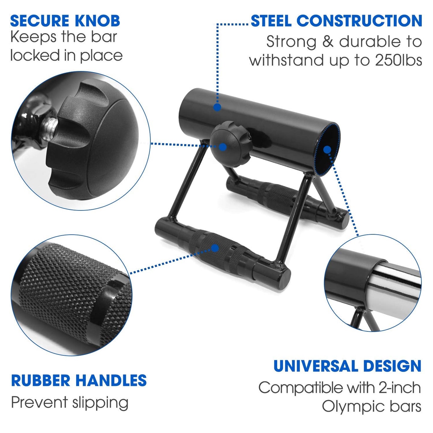 Yes4All Landmine Double D Row Handle/Landmine Handle Attachment with Textured Rubber Handles – Double D Landmine Handle Fits 2-inch Olympic Bars