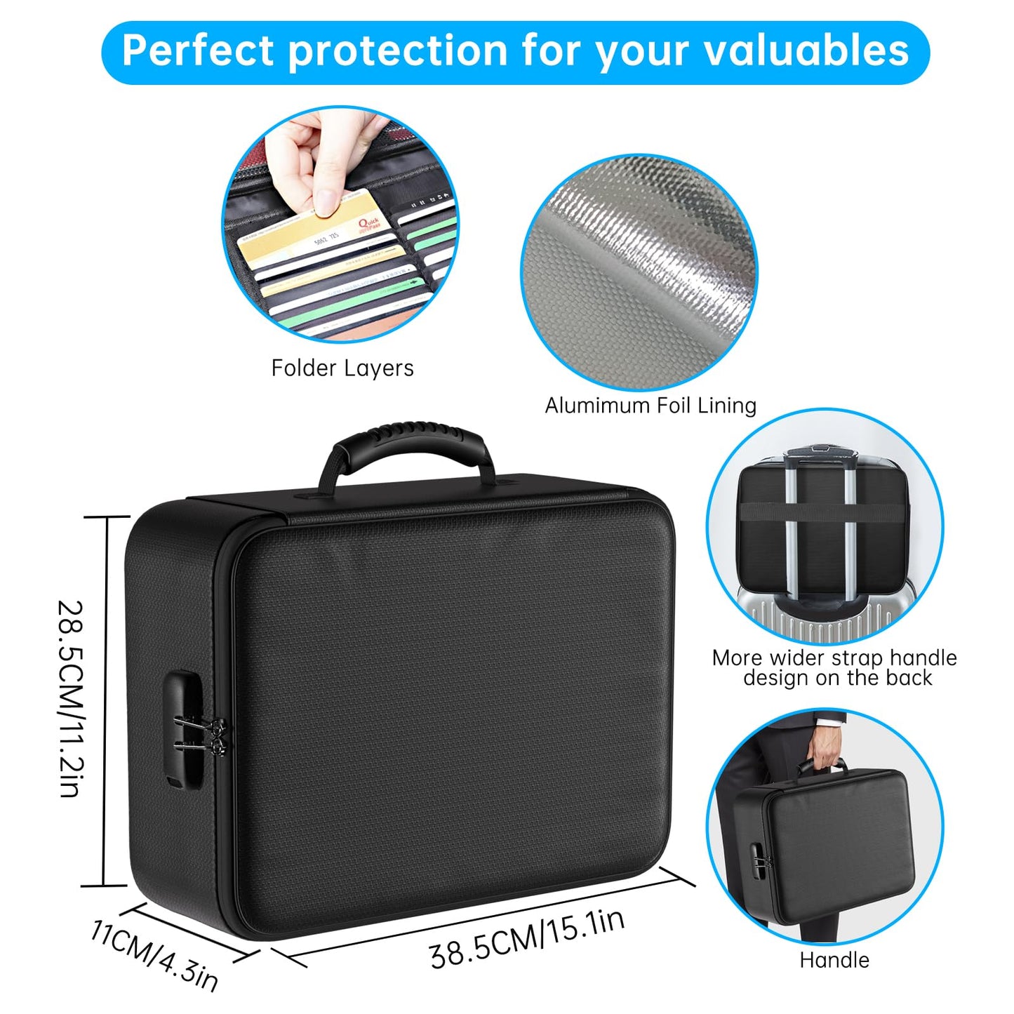 ENGPOW 5200°F Fireproof Document Bag with Lock,Upgraded Heat Insulated Fireproof&Waterproof Box 8 Layers File Organizer,Portable Home Travel Safe Storage for Important Documents,Passports,Laptop
