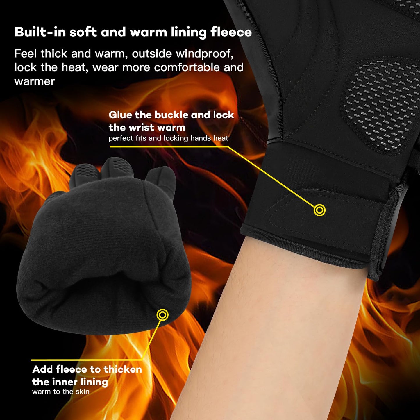 Vilico Winter Gloves for Men Women Cold Weather,Waterproof Winter Bike Gloves for Men Warm with Touchscreen Fingers,for Cycling,Driving,Motorcycle