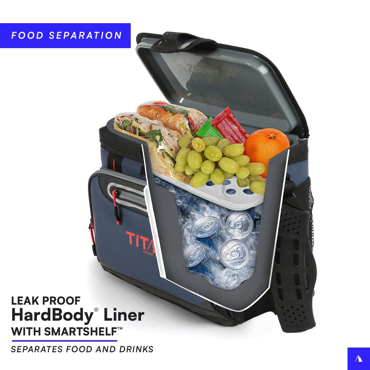 Titan Deep Freeze Cooler - 16 Can Zipperless Hardbody Cooler - Deep Freeze Insulation, HardBody Liner, and SmartShelf - Moss