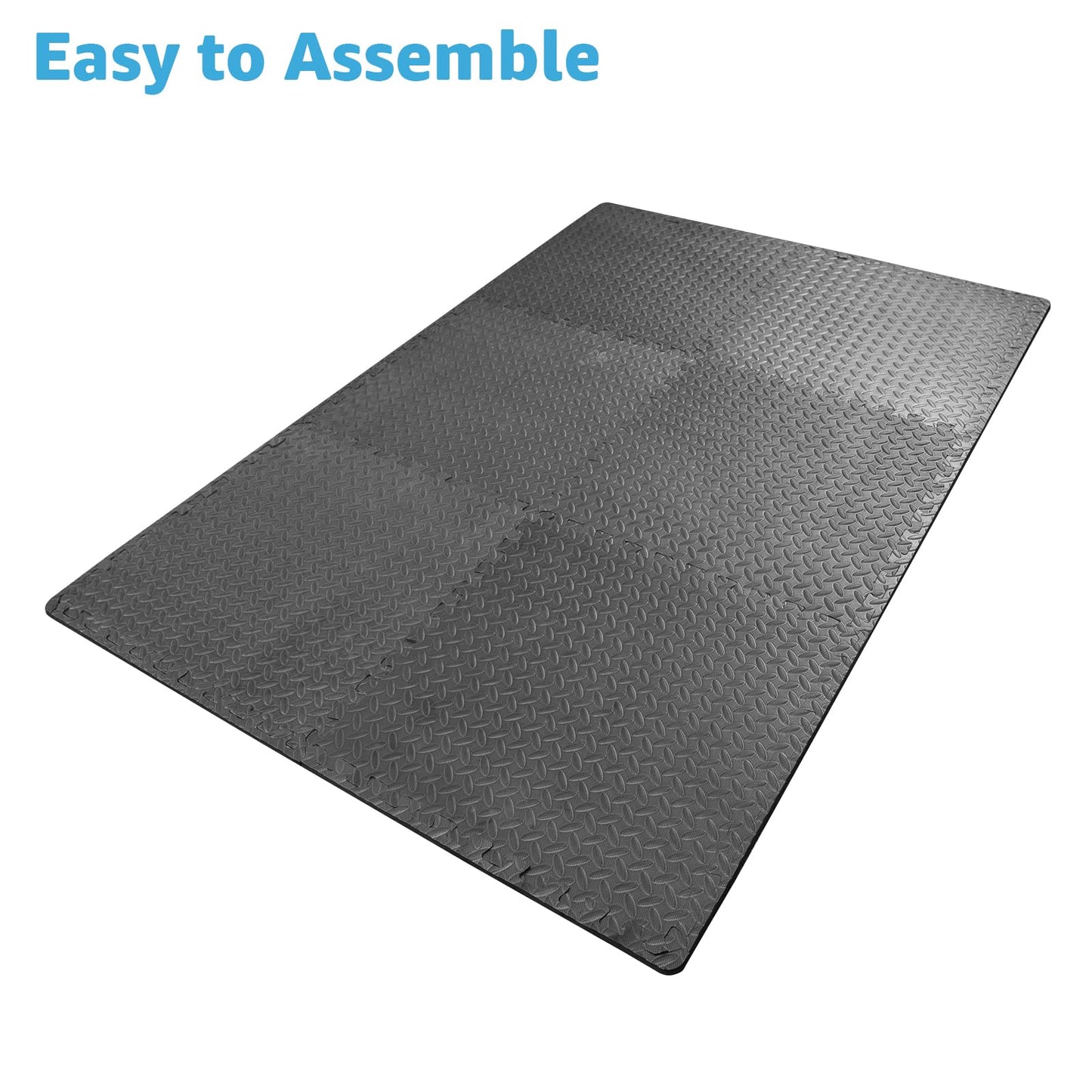 Art3d 24 Sq.Ft Eva Puzzle Exercise Mats, 1/2" Thick Foam Interlocking Tiles for Gyms, Flooring, Workout, Gym Equipments, Pack of 6