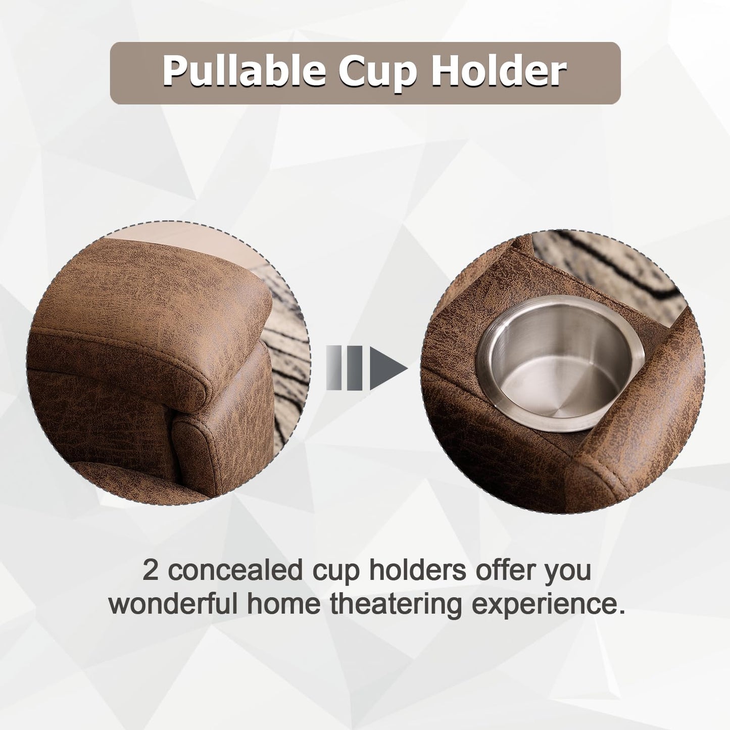 CANMOV Leather Recliner Chair, Classic and Traditional Manual Recliner Chair with Overstuffed Arms and Back, Manual Single Sofa with Concealed Cup Holders,Nut Brown