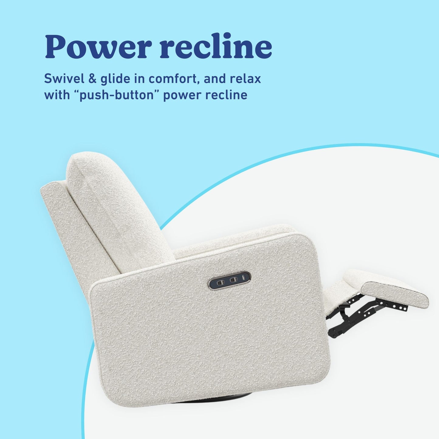Graco Teddi Power Recliner Swivel Glider (Ivory Boucle) – Electronic Power Recline, USB-A & USB-C Charger, Premium Cushioning & Comfort