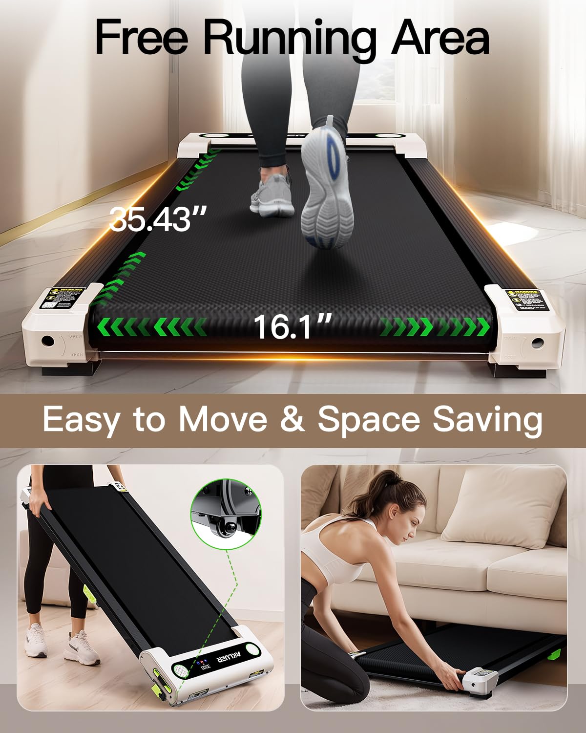 AKLUER Walking Pad with Incline, Under Desk Treadmill for Home, 2.5HP Portable Treadmills with Remote Control, 4 in 1 Incline Treadmill with LED Display