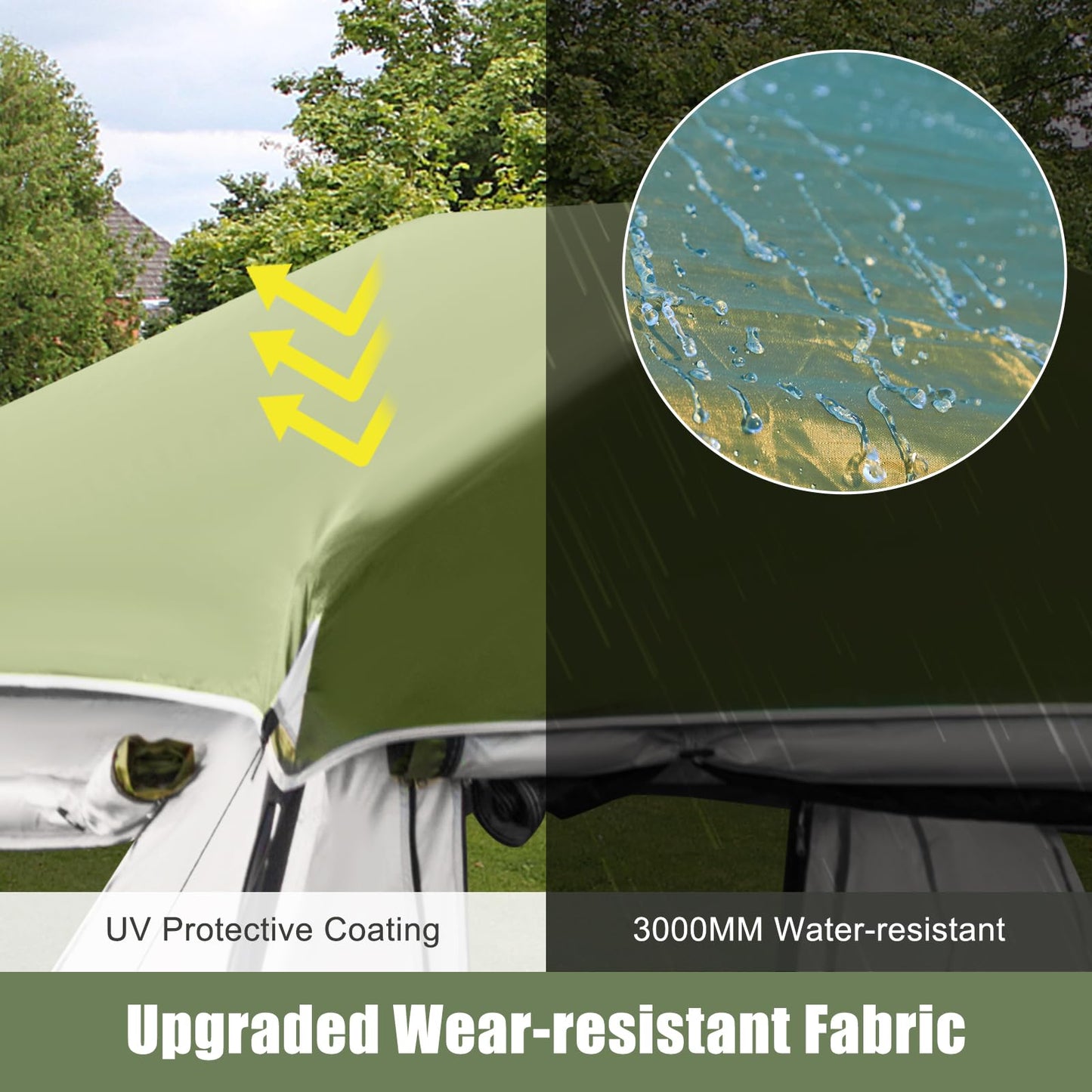 YOLENY Camping Tent, 3/6 Person Pop-Up Family Tent for Instant Setup, Spacious Interior-10' x 9', 3000mm Water-Resistant with Rainfly, 2 Windows & 2 Doors, Backpacking Tents for Travel, Hiking, Green