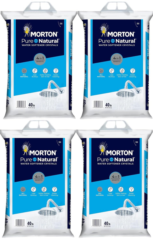 (4 PK) Morton Water Softener Salt Crystals, Pure and Natural 4 in 1, 40 pounds