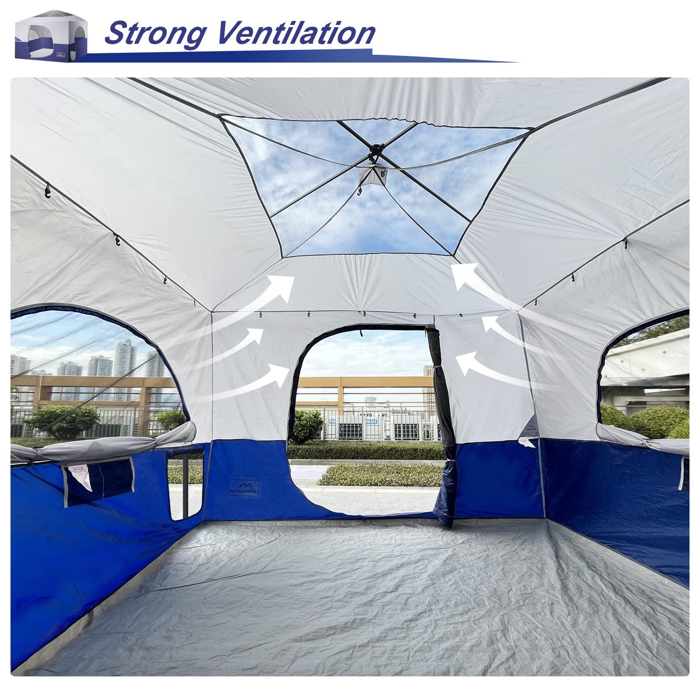 KAMPKEEPER Camping Inner Tent, Converts 10'x10' Straight Leg Pop Up Canopy into Camping Tent, with 1 Dog Hole–Fully Vented Roof(Canopy & Frame NOT Included), Navy Blue