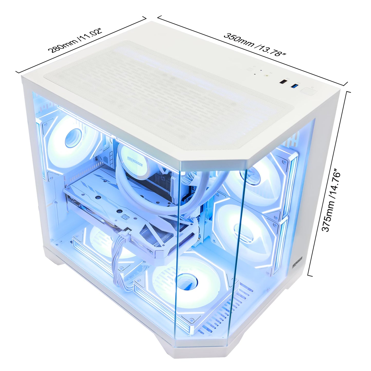 HOENGAGER Ocean of Stars Gaming PC -AMD Ryzen 7 7800X3D 4.2 GHz, RTX 4060 8G, 32GB DDR5 RAM 6000MHz, 1TB PCIe SSD, 11AC WiFi, Windows 11 Pro 64-bit -White