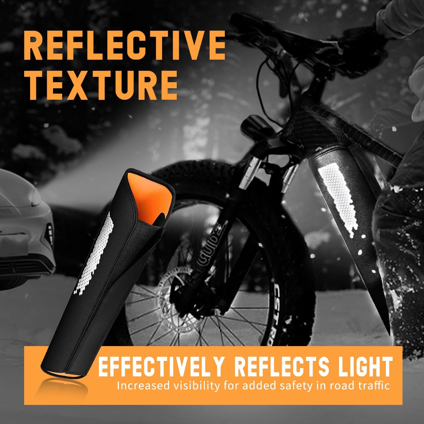 LETSERBIKE Ebike Battery Cover Waterproof, Neoprene Electric Bicycle Battery Cover Large, Fat Tire E-Bike Light-reflecting Battery Covers Bag for Winter, Dustproof, Extended Battery Life