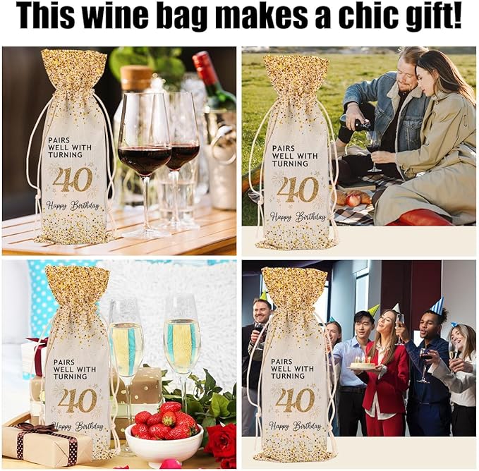 40th Birthday Gifts 1984 Birthday Wine Bag 40th Birthday Decorations Woman 40th Birthday Gift Ideas for Men Coworkers Lady Friend Him Bestie Anniversary Wine Bags