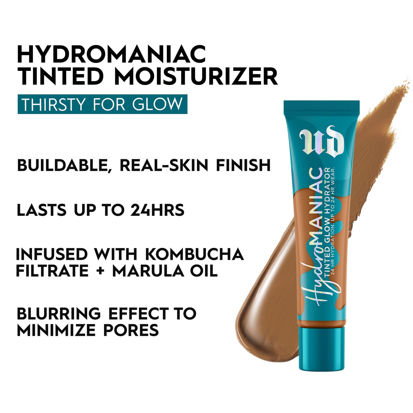 Urban Decay Hydromaniac Dewy Foundation (70 Deep Warm), Hydrating Tinted Moisturizer for Dry Skin, Buildable Medium Coverage, Non-comedogenic, Vegan, Cruelty-free - 1.1 fl oz