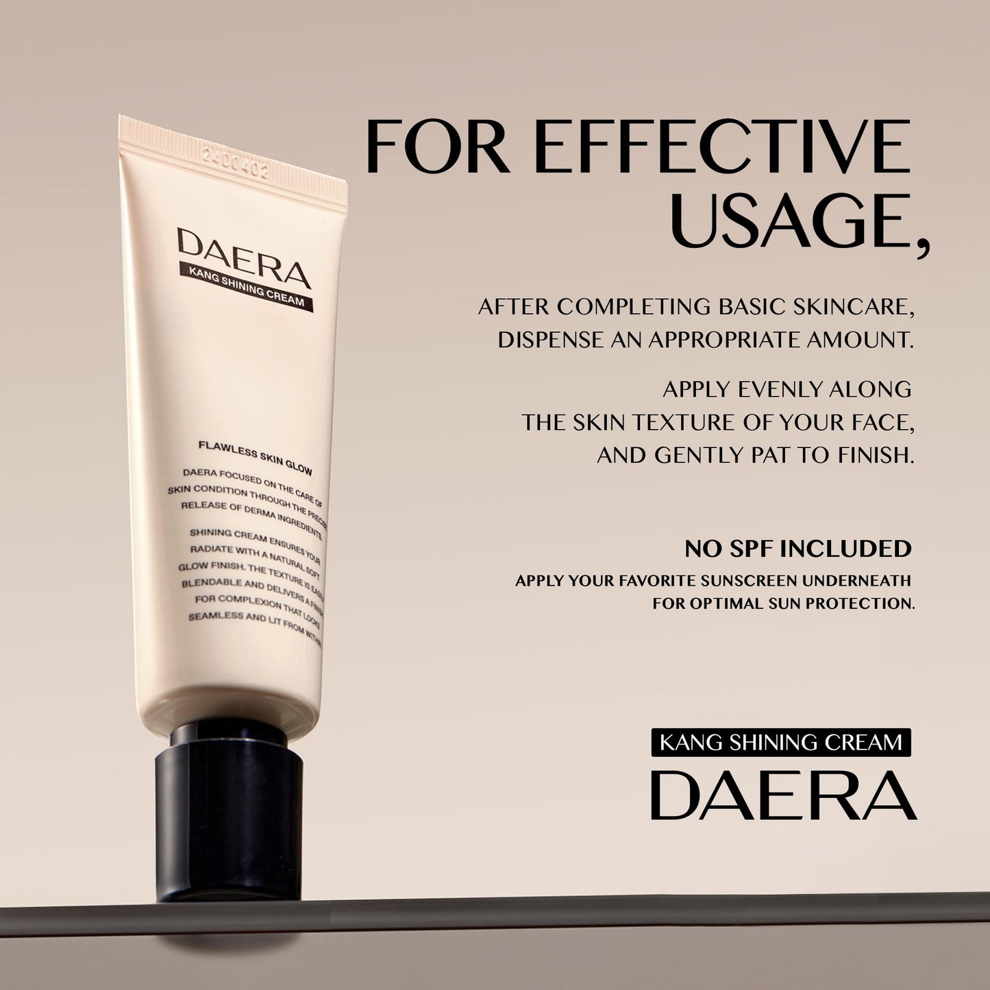 DAERA Kang Shining Korean BB Tinted Moisturizer Cream (1 Color,Neutral), Self Adjusting BB Cream,1.35 fl oz, Glowing Skin Natural Makeup, Buildable Coverage, Lightweight