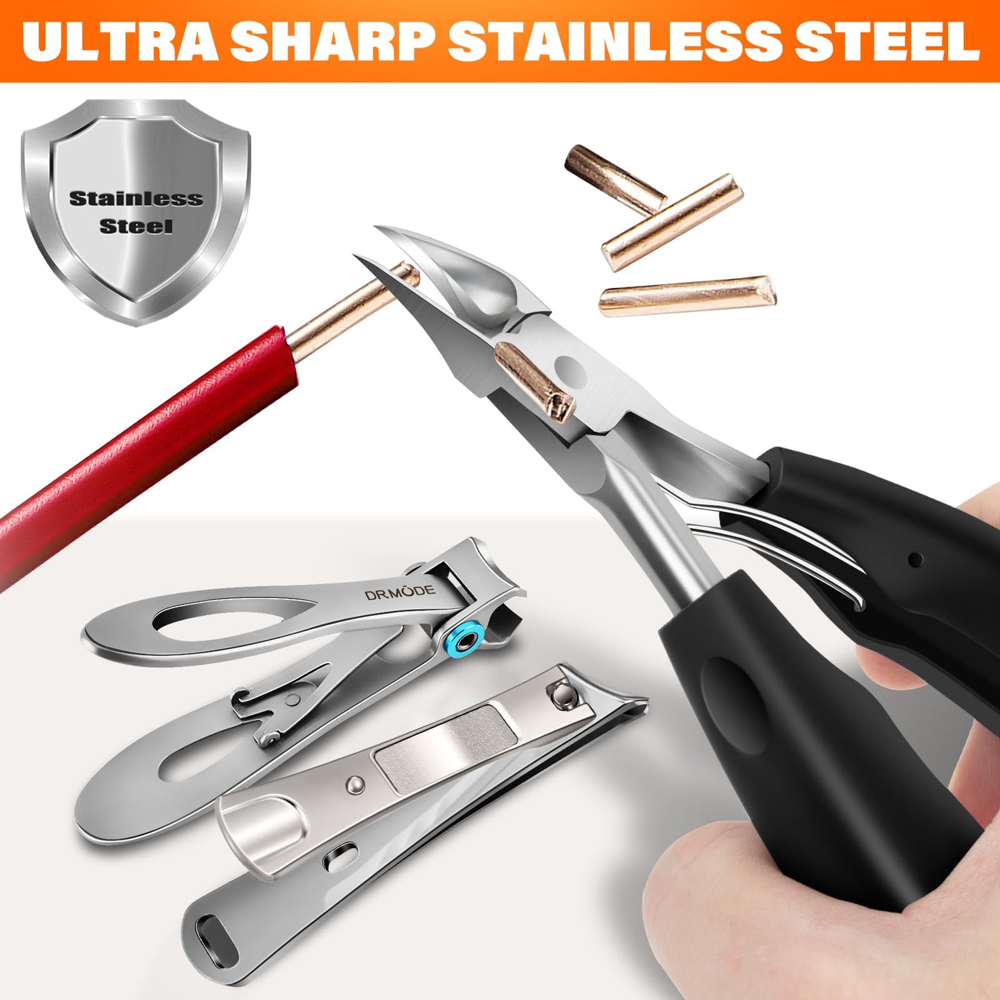Toenail Clippers for Seniors Thick Toenails, Heavy Duty Large Toe Nail Clippers for Men Thick Nails with Wide Opening, Sharp Ingrown Toenail Clippers Nail Cutter Long Handle with Slanted Curved Blade