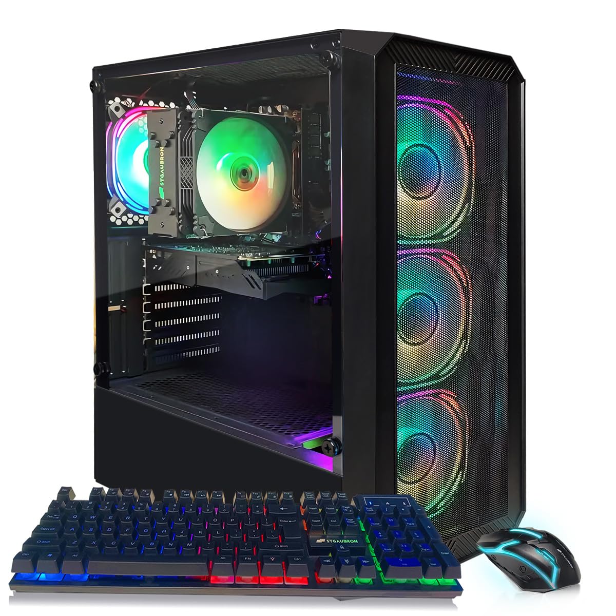 STGAubron Gaming PC Computer Desktop, 13th Gen Intel Core i5-13400F up to 4.6G, GeForce RTX 3050 6G, 16G DDR4, 512G SSD, RGB Fan x4, WiFi 6 & BT 5.2, Windows 11 Home