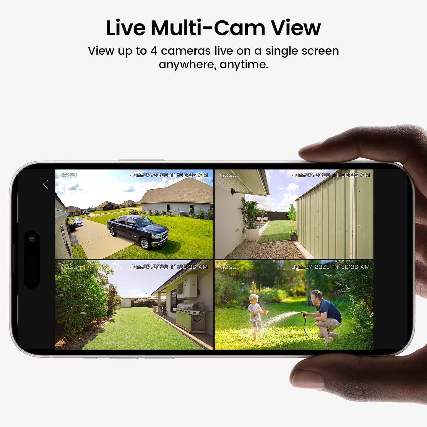 AOSU Security Cameras Wireless Outdoor, 6 Cam Kit, No Subscription, New 2nd Homebase Expandable to 1TB (32GB Built-In), 5MP Solar Camera Wireless Outdoor,360° Pan & Tilt,Human Auto Tracking,Easy Setup