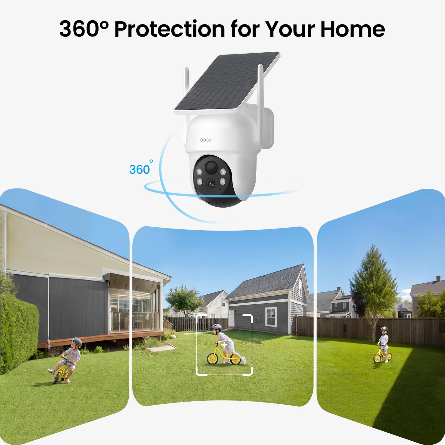 AOSU Security Cameras Wireless Outdoor, 6 Cam Kit, No Subscription, New 2nd Homebase Expandable to 1TB (32GB Built-In), 5MP Solar Camera Wireless Outdoor,360° Pan & Tilt,Human Auto Tracking,Easy Setup