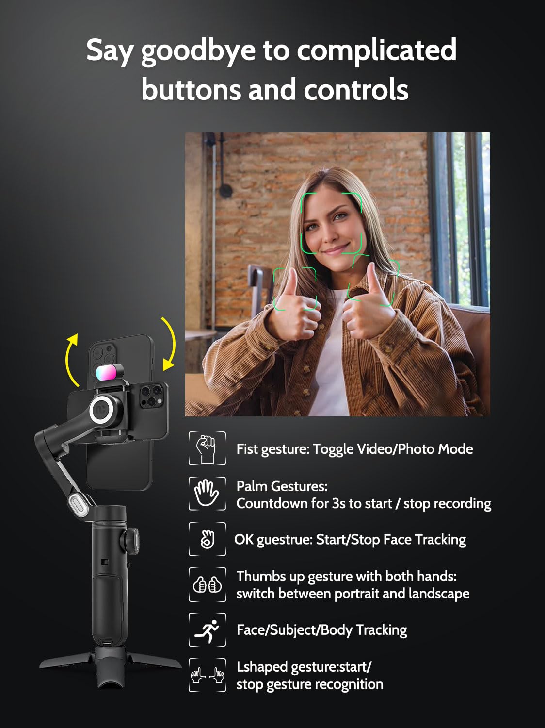 AOCHUAN 3-Axis Gimbal Stabilizer for Smartphone Smart X Pro Kit & P03 RGB Magnetic Fill Light