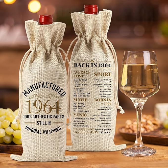 60th Birthday Gifts for Women Ideas Funny Wine Bag 60th Birthday Decorations Party Favors Happy Anniversary Retirement Gifts for 60 Year Old Woman Sister Mother Grandparents Wine Gift Bag