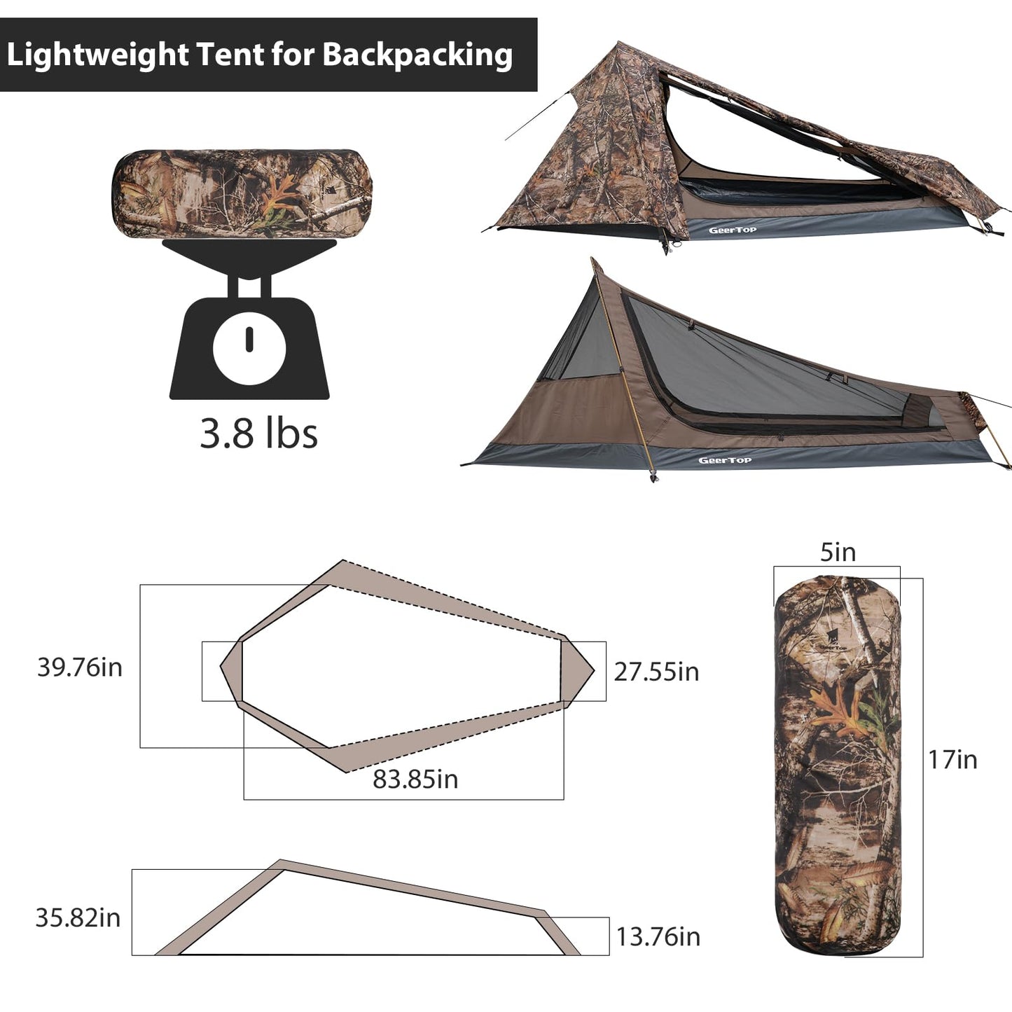 GEERTOP Ultralight Backpacking Tent for 1 Person Waterproof Single Person Tent for Outdoor Camping Hiking Motocycle Travel