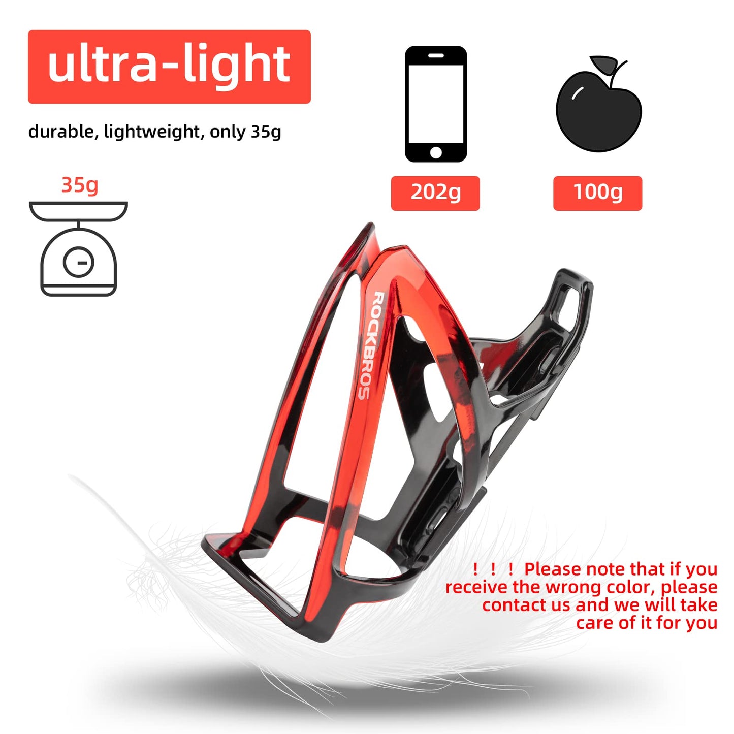 ROCKBROS Bike Water Bottle Holder Ultra-Light Bicycle Bottle Cages with Screws Tool, Universal Bike Cup Holder for Road MTB Mountain Bikes Cycling Accessories(2 Pack)