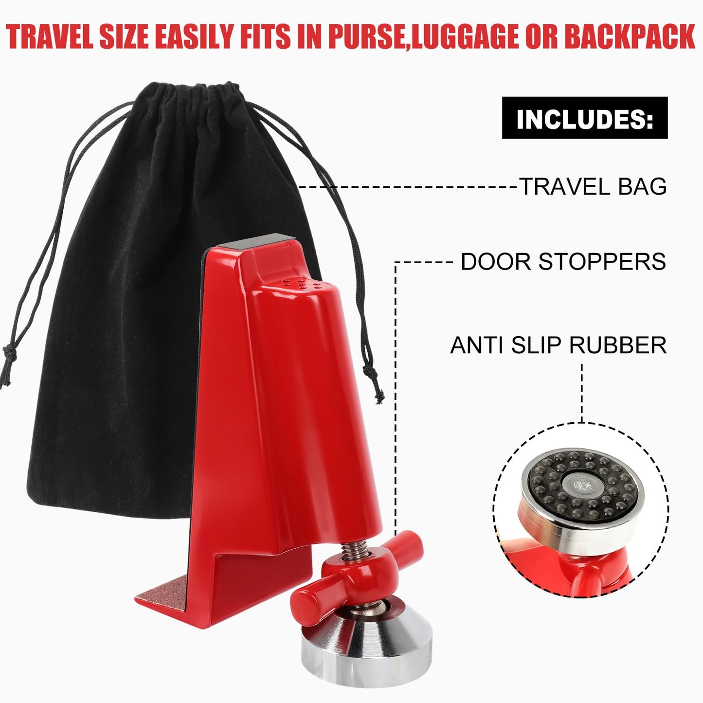 Door Stoppers Security,Portable Door Lock Brace for Home Security,Door Security Bar for Hotel Room, Apartment Safety, Travel Door Stopper Portable Door Lock for Travel