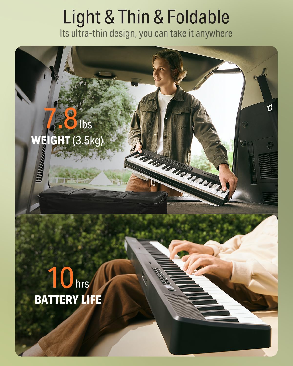 Donner DP-10 Portable Piano Keyboard 88 Keys for Beginner, Bluetooth Foldable Piano Keyboard with 128 Rhythms&Tones, Chord, Record, Drum Kit, Folding Digital Piano Bundle with Pedal, Piano Bag, Black